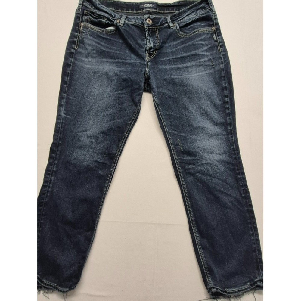 Silver jean company men's dark distressed denim blue jeans No Sz Tag‎